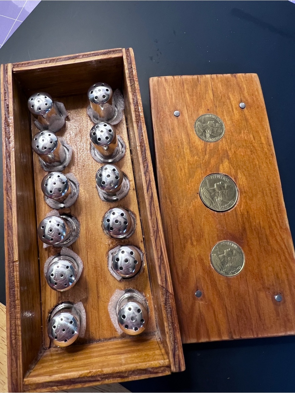 Vintage 12 x Sterling Silver Salt&Pepper Shaker in custom made wooden case